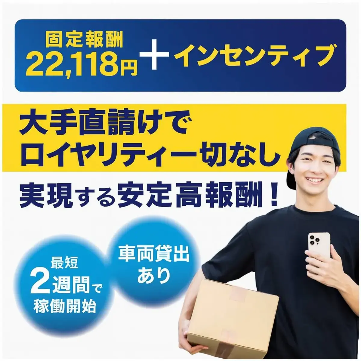 すぐ働ける軽貨物配送ドライバー【日給固定22,118円】Amazonオフィシャル配送パートナー